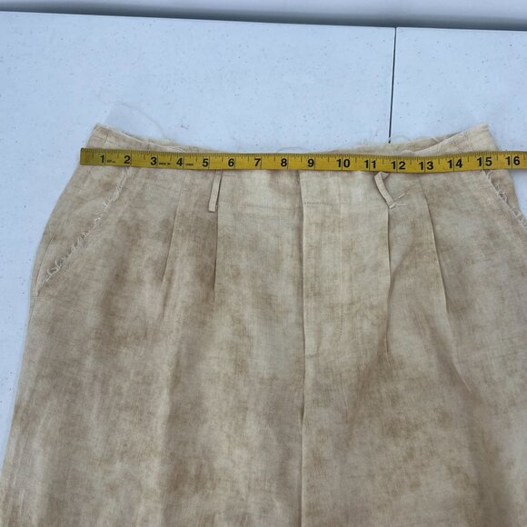 ZARA XS 100% Lyocell Wide Leg Pants Beige Flowy Pleated Trousers - Picture 5 of 9